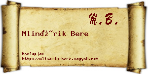 Mlinárik Bere névjegykártya